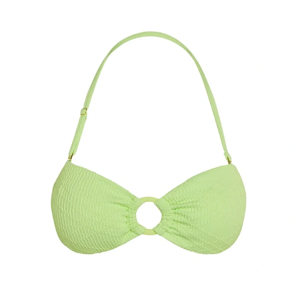 NWT Monday Swimwear Costa Rica Bandeau Top in Honeydew Summer Plaid - Size S - Picture 2 of 7